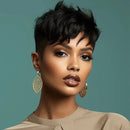 Wear and Go Short Pixie Cut Straight Bob Human Hair Wig With Bangs For Women