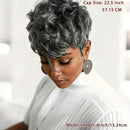 Silver Grey Pixie Cut Wig Glueless Short Bob Human Hair Wigs with Bangs Kinky Curly Layered Wigs For Women