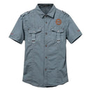 Summer Men Casual Shirt Embroidery Male Tooling Shirts Men Clothing Outdoor hunting