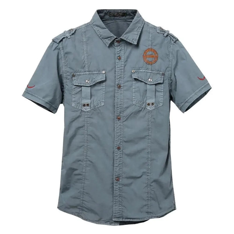Summer Men Casual Shirt Embroidery Male Tooling Shirts Men Clothing Outdoor hunting