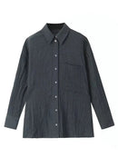 Spring Blouses For Women Wrinkle Effect Tight Shirts Female Buttons Vintage High Street Women's Shirt