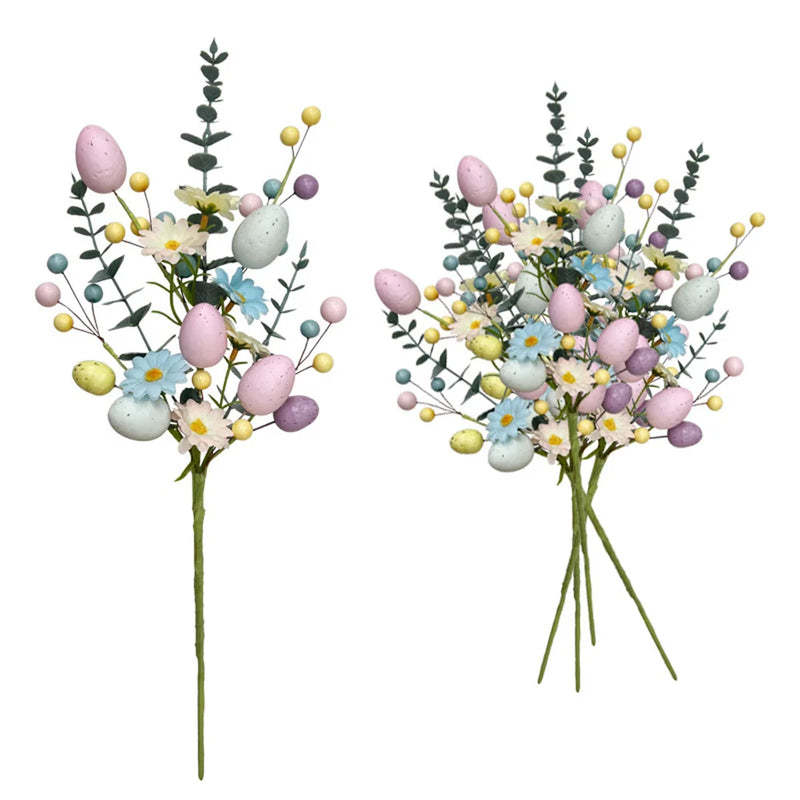 Easter Decoration Artificial Egg Tulip Flower Branch Daisy Flower DIY Bouquets for Easter Party Home Table Decors