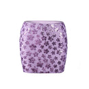 Purple sequin skirt with floral pattern on a white background, Obroi