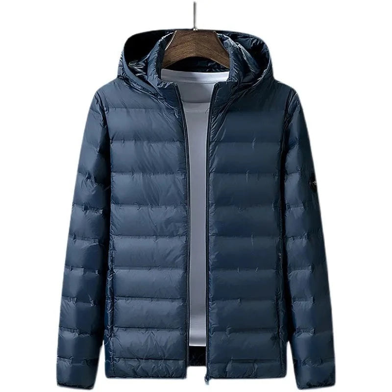 Autumn winter brand hat detachable loose down jacket classic men lightweight warm down coat