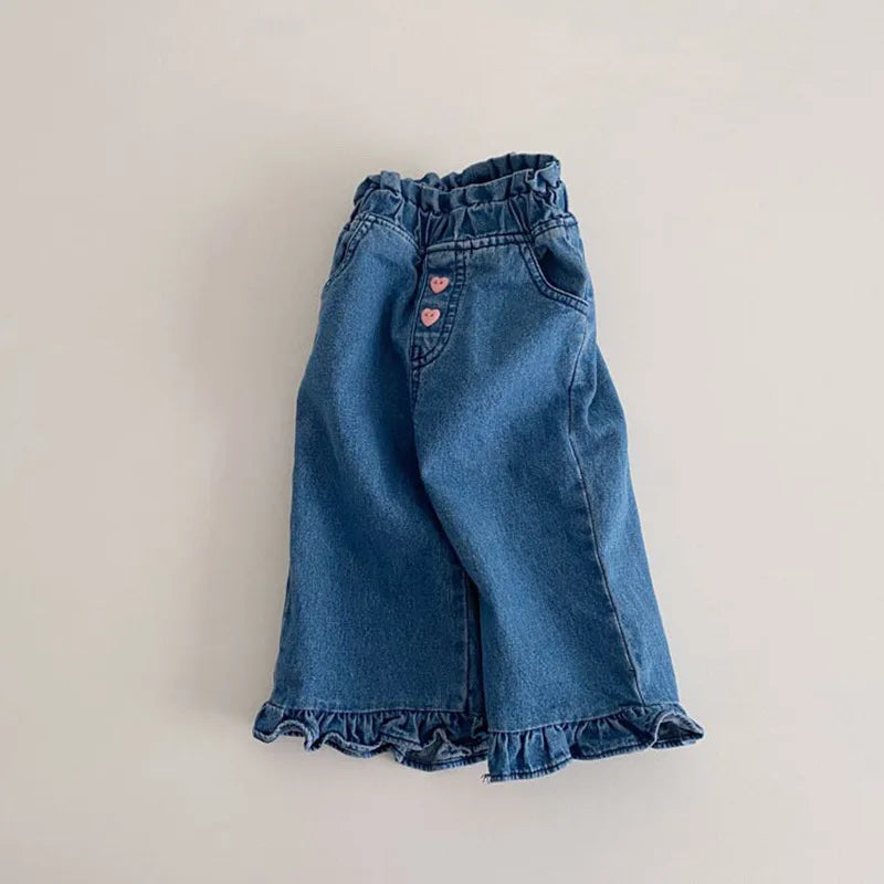 Autumn Girl Baby Casual Denim Pants Kid Cotton Loose Trousers