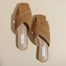 Women Flats Slippers Designer Square Toe Mules Shoes Summer Slides Elegant Dress