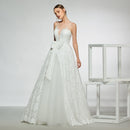 Dress Elegant V-Neck Bowknot Wedding Dress Sleeveless Button Ball Gown Floor Length Simple Bridal Gowns Wedding Evening Dresses