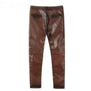 Leather Pants for Men Slim-fit Motorcycle Clothing Casual Windproof Man Trousers Brown Pants