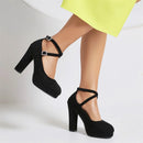 Women High Heels Shoe Black Gold Heels Pumps Ankle Strap Office Party Wedding Shoes Female