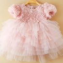 Baby Girl Princess Flower Dress Short Puff Sleeve Infant Toddler Child Tulle Birthday Wedding Baby Clothes 1-10Y