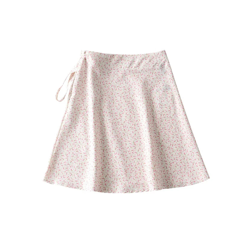 Women's American Retro Elegant Floral One-piece Skirts Female Summer Short Skirt