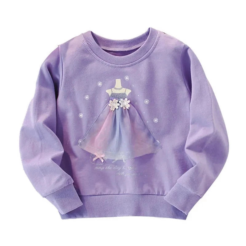 Baby Girls Autumn Tops Purple Children Sweatshirt Casual Clothes for Kids