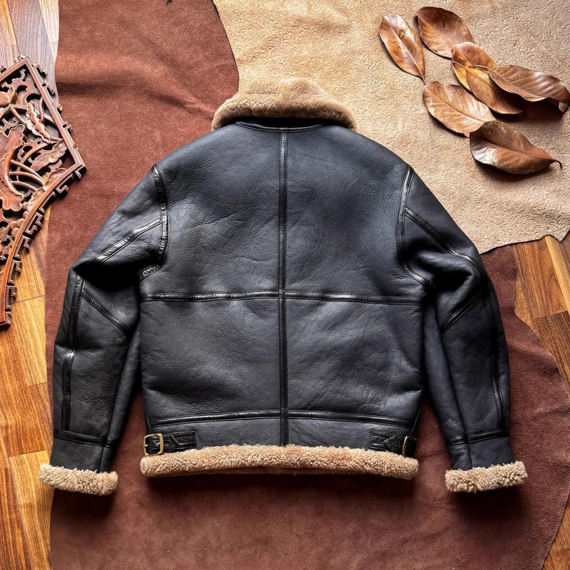 Men’s Genuine Fur Jacket – Winter Warm Thick Wool Shearling Coat | Classic Stylish Outerwear