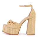 Bohemia Twist Cane Strap Woven Platform Sandals High Heel Women Summer