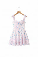 Summer Women Floral Mini Dress Hem Ruffle Holiday Dresses