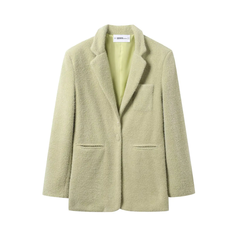 Chic Women Blazer Solid Single Breasted Thick Blazer Office Lady Blazers