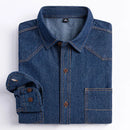 Men's Casual Denim Shirt Long Sleeve Soft Spring Autumn Jeans Shirt