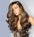 Woman with long, wavy hair styled in a wig against a neutral background, Obroi