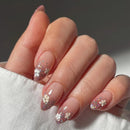 Short Almond Nail Pink Simple Love Valentine’s Day  Stripes Press on Nails Full Cover Manicure