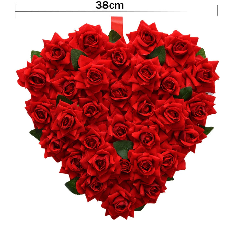 Valentines Day Wreath for Front Door Pink Roses with Bow Tie Berry Wreaths Decor