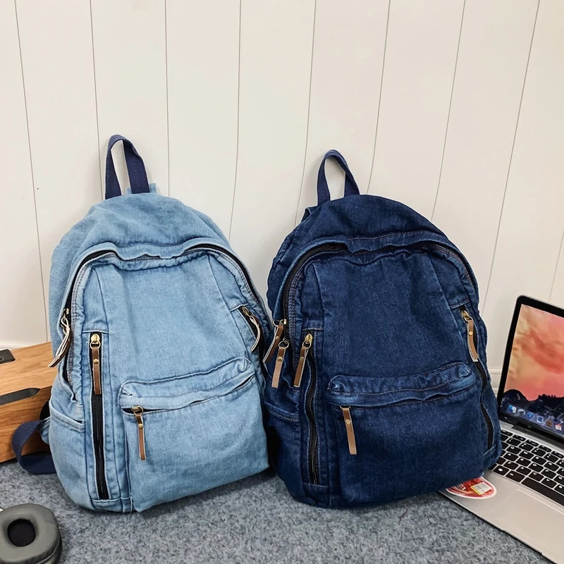 Women Backpack Large Capacity Jeans Rucksack Student