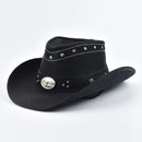 Leather Western Cowboy Hat Bull Shaped Decor Panama Hats For Men Travel Knight Country Hat