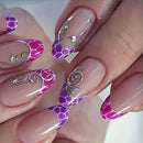 Flower Press on Nails Almond Head Nails French Nail Full Cover Press On Nail Sliver Glitter press on nails
