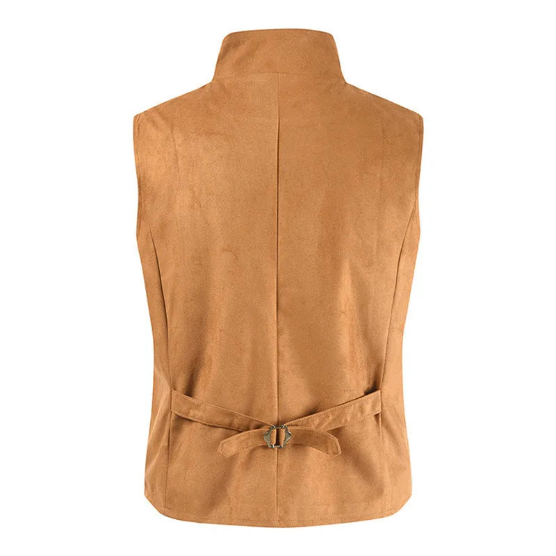 Men Retro Double Breasted Vest Gothic Steampunk Waistcoat Sleeveless Jacket