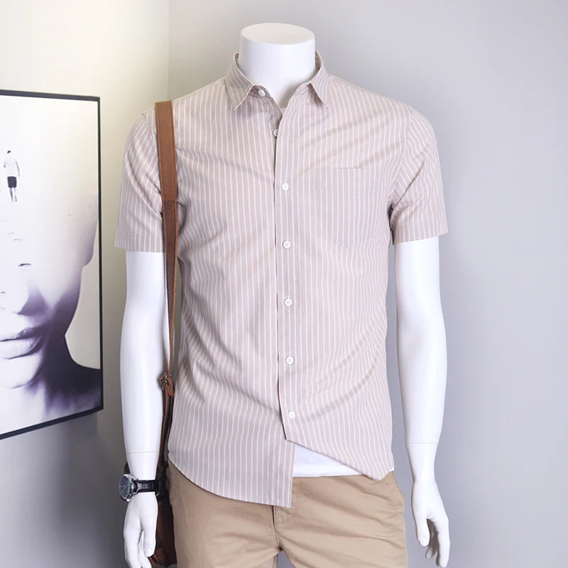 Summer Stripe Casual Short Sleeve Men's Comfortable Loose Outdoor Shirt