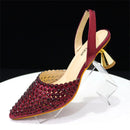 Elegant Women's Pointed Toe Heels - Full Diamond Pumps with Matching Italian Shoes & Bags Set