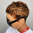 Short Curly Pixie Cut Wigs with Bangs Human Hair for Women