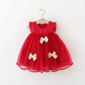 Red Christmas Party Baby Girl Princess Dress, Summer New Sweet Bow Children's Clothing