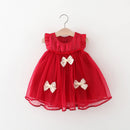 Red Christmas Party Baby Girl Princess Dress, Summer New Sweet Bow Children's Clothing