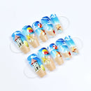 Summer Beach Press on False Nails Cloud Pattern Nails Art Medium Fake Nails Acrylic Ocean False Nails