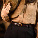Handmade Leather Women's Thin Belt Casual Genuine Leather Commuting Soft Belt Copper Buckle