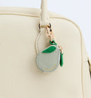 Mini fruit Coin Purse genuine leather Charm with Keychain Sweet peach mini pouch for airtag women girl gift