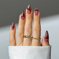 24Pcs Purple Flower Stiletto Round Head Press on Nails False Nails Wearable Full Cover Nail Tips