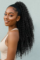 Kinky Curly Wrap Ponytail Human Hair Extension 12-24 Inch Ponytail Clip in Extensions