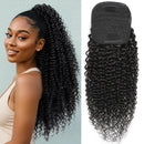 Kinky Curly Wrap Ponytail Human Hair Extension 12-24 Inch Ponytail Clip in Extensions