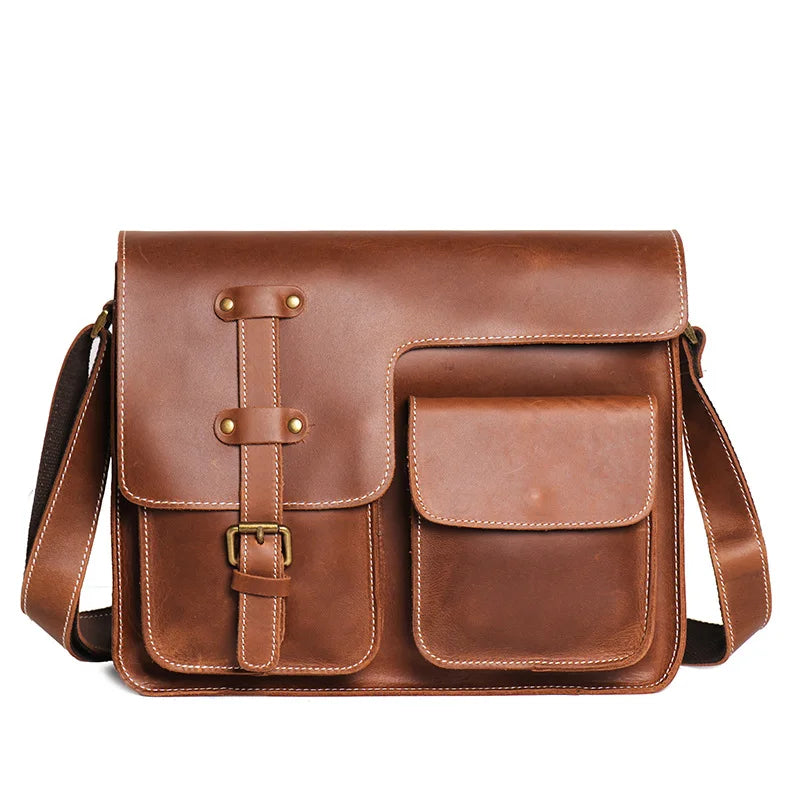 Retro casual shoulder bag Men's leather shoulder bag messenger bag Large capacity messenger bag