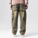 Men's Vintage retro Cargo pants work skateboard jeans mens jeans