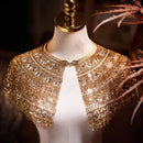 Women's Shiny Gold Sequins Luxury Lace Pashmina Female Spring Autumn Shawl Cloak Collar