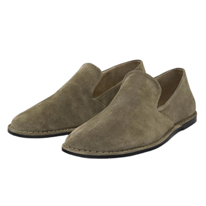 Women Loafers British Retro Suede Flat Slip-on Soft Genuine Leather Comfortable Loafers Flat Shoes Women
