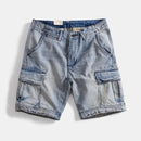 Summer cotton denim shorts men's washed casual
