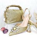 Italian Elegant Shoes With Bag To Match Set High Heels Shoes And Bag Set For Party