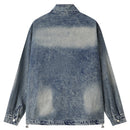Vintage Cargo Denim Jacket Multi Zip-up Blue Jeans Jacket Men Oversized Hip Hop Streetwear Jacket