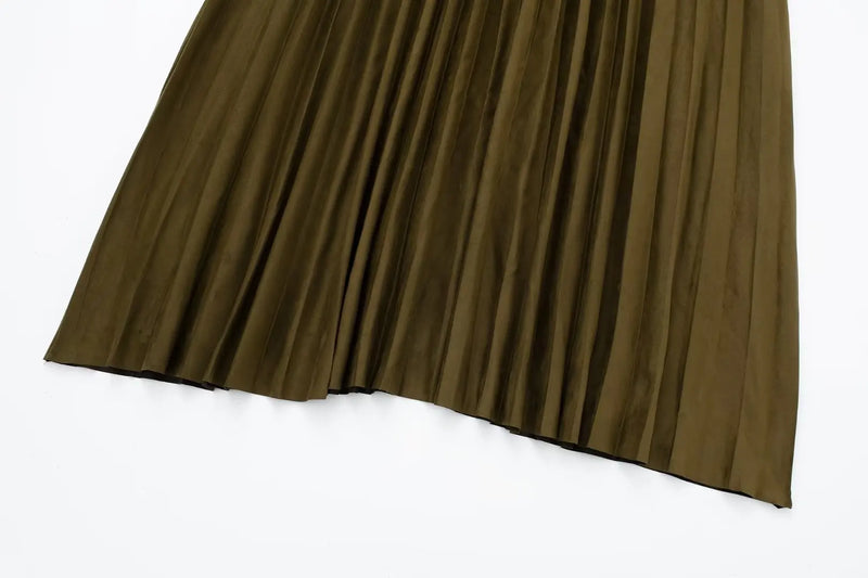 Pleated Skirt Woman With Belt Long Skirts For Women Midi Skirt Autumn Elegant Female Party Skirts