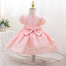 Baby girl princess dress short sleeved bow dance dress cute big butterfly headband