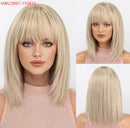 Ombre Golden Brown Human Hairs for Women Natural Daily Straight 12inch Short Human Hair Wigs