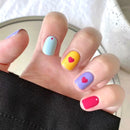 Short Square Head Press on Nails Tips White Edge Design Nails Flower Pattern Detachable